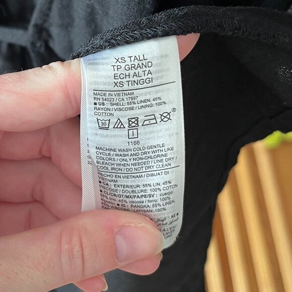 NWT Black Old Navy Linen Blend True Wrap Mini Dress with Puff Sleeves - Picture 7 of 7